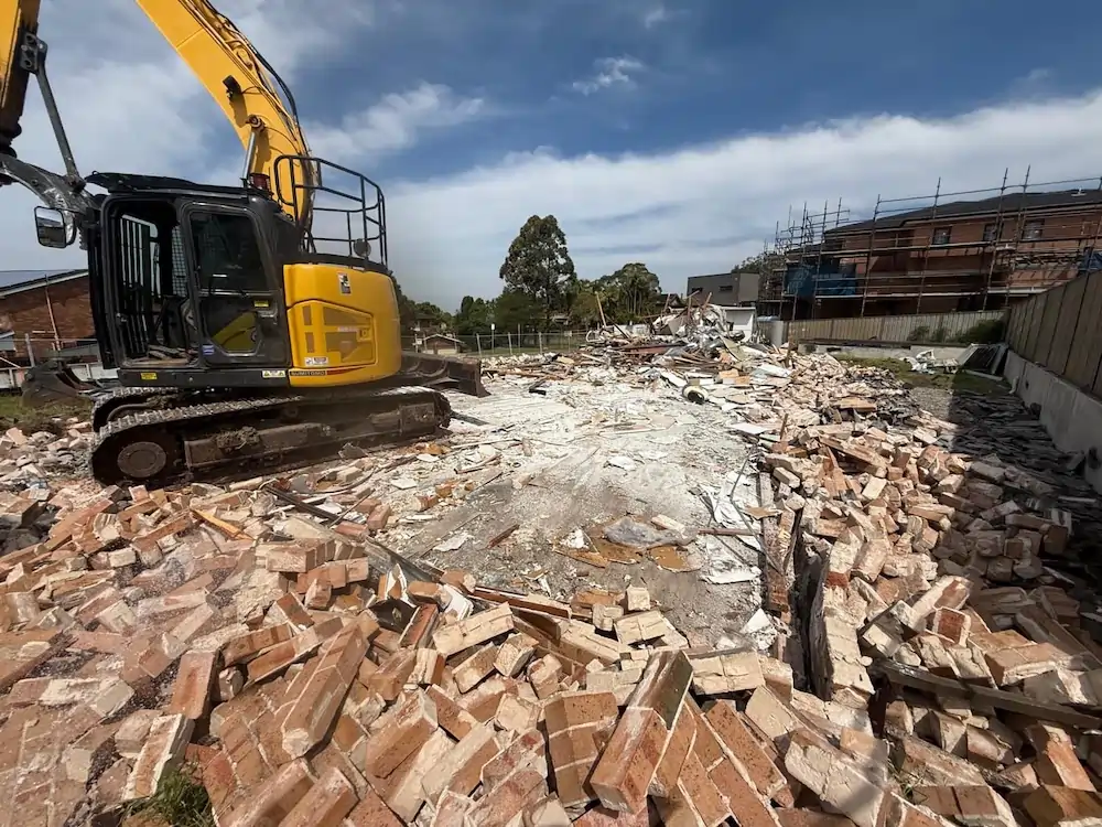 Single-storey weatherboard mid-demolition, Sydney